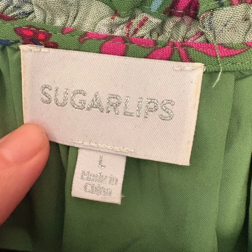 SUGARLIPS Floral Green Dress - Picture 4 of 4